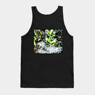 Frosty holly with cobweb digitally enhanced photograph Tank Top